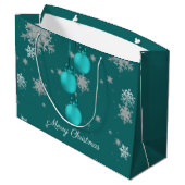 Blauwgroen kerstversiering Gift Bag Groot Cadeauzakje (Achterkant Gekanteld)