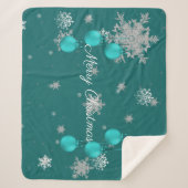 Blauwgroen kerstversiering Sherpa Blanket Sherpa Deken (Voorkant)