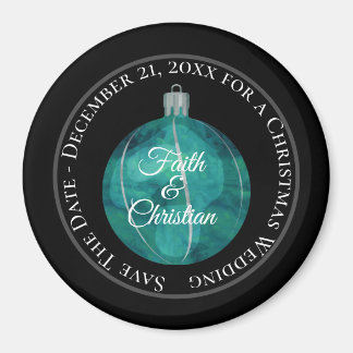 Blauwgroen kerstversiering stripes/sla de datum op magneet