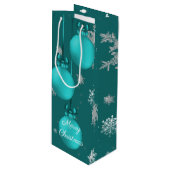 Blauwgroen kerstversiering Wine Gift Bag Wijn Cadeautas (Voorkant Gekanteld)