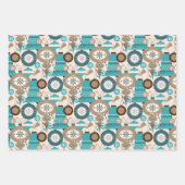 Blauwgroen kerstversieringen en kerstversieringen inpakpapier vel (Voorkant 2)