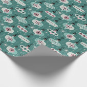 Blauwgroen kerstversieringen voor atoomtijdperken cadeaupapier (Hoek)