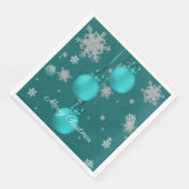 Blauwgroen kerstversierpapier Napkin Servet (Hoek)