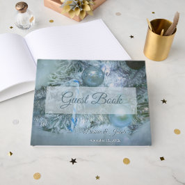 Blauwgroen kerstwintersierbomen gastenboek