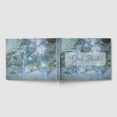 Blauwgroen kerstwintersierbomen gastenboek (Volledig)