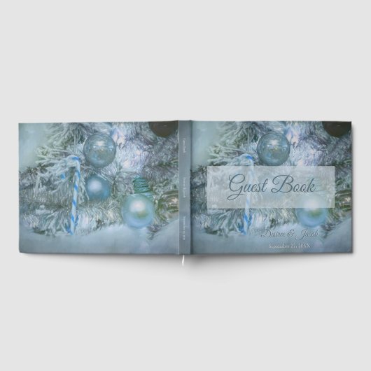 Blauwgroen kerstwintersierbomen gastenboek (Volledig)