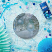 Blauwgroen kerstwintersierbomen papieren bordje (Feest)