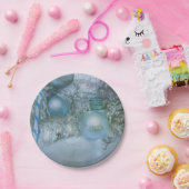 Blauwgroen kerstwintersierbomen papieren bordje (Feest)