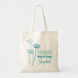 Blauwgroen kervel-bloem tote bag