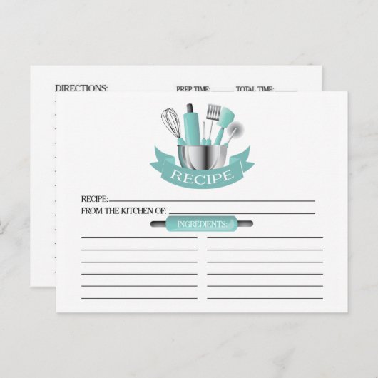 Blauwgroen Keukengereedschap Vrijgezellenfeest Rec Briefkaart (Voorkant / Achterkant)