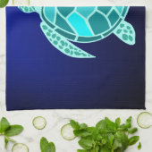 Blauwgroen keukenhanddoek met blauwe groene turkoo (Gevouwen)