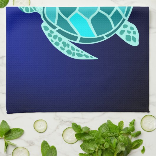 Blauwgroen keukenhanddoek met blauwe groene turkoo (Gevouwen)