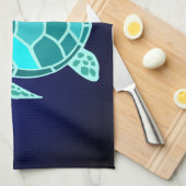 Blauwgroen keukenhanddoek met blauwe groene turkoo (Quarter Fold)