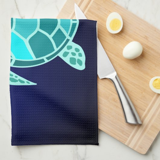 Blauwgroen keukenhanddoek met blauwe groene turkoo (Quarter Fold)