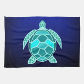 Blauwgroen keukenhanddoek met blauwe groene turkoo (Horizontaal)