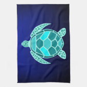 Blauwgroen keukenhanddoek met blauwe groene turkoo (Verticaal)