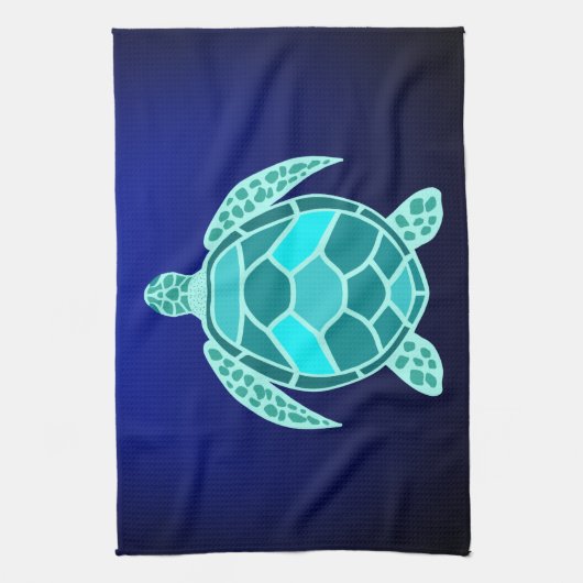 Blauwgroen keukenhanddoek met blauwe groene turkoo (Verticaal)