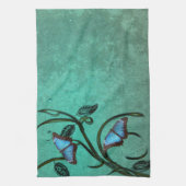 Blauwgroen keukenhanddoek voor Butterfly Pair (Verticaal)