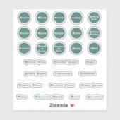 Blauwgroen keukenlabels sticker (Vel)