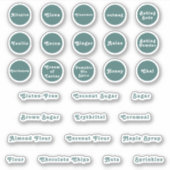 Blauwgroen keukenlabels sticker (Voorkant)