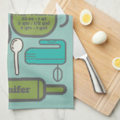 Blauwgroen keukenRecipe Omzettingen Gepersonalisee Theedoek (Quarter Fold)