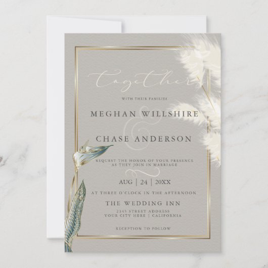 Blauwgroen kever Anthurium Pampas Grass Kaart (Voorkant)