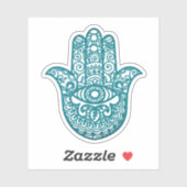 Blauwgroen Khamsa Hand Succes Sticker (Vel)