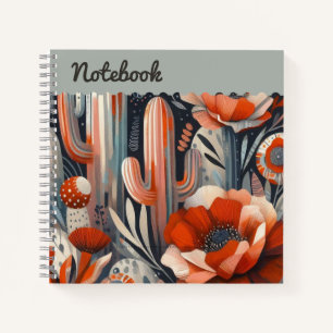 Blauwgroen klaprozen & stenen cactussen – Botanisc Notitieboek