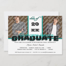 Blauwgroen KLASSE van de Uitnodiging van de Gradua