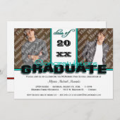 Blauwgroen KLASSE van de Uitnodiging van de Gradua (Voorkant / Achterkant)