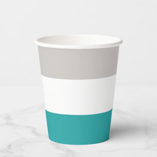 Blauwgroen, Klei en Wit Papieren Bekers (Achterkant)