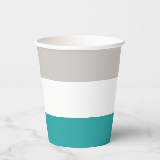 Blauwgroen, Klei en Wit Papieren Bekers (Voorkant)