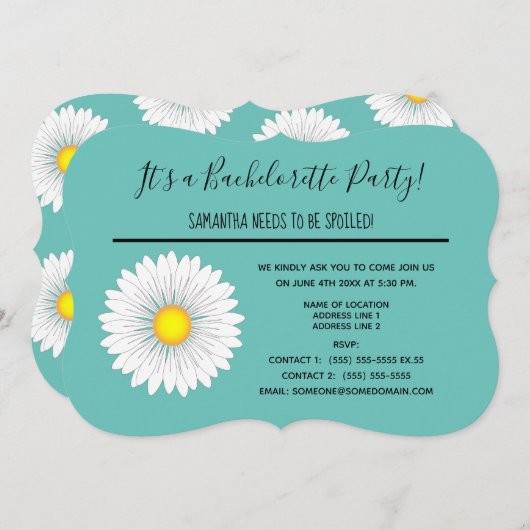 Blauwgroen  kleine Daisy Bachelorette Party Kaart (Voorkant / Achterkant)