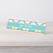 Blauwgroen kleine Daisy Bureau Naambordje (Voorkant)