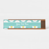 Blauwgroen kleine Daisy Bureau Naambordje (Voorkant)