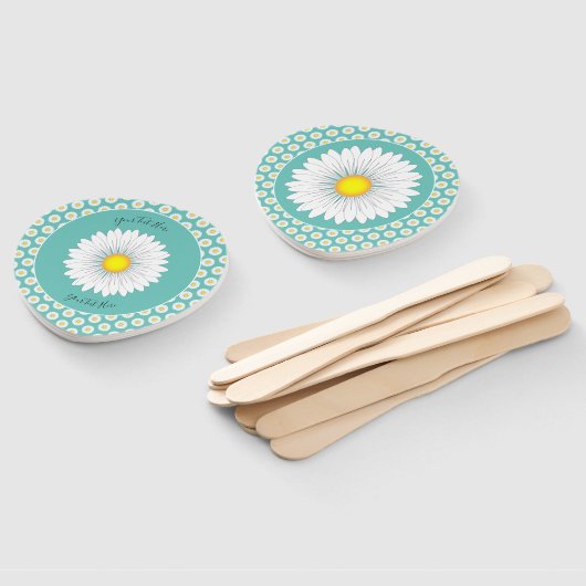 Blauwgroen  kleine Daisy Custom Paddle gevormd Handwaaier (Niet-gemonteerd)