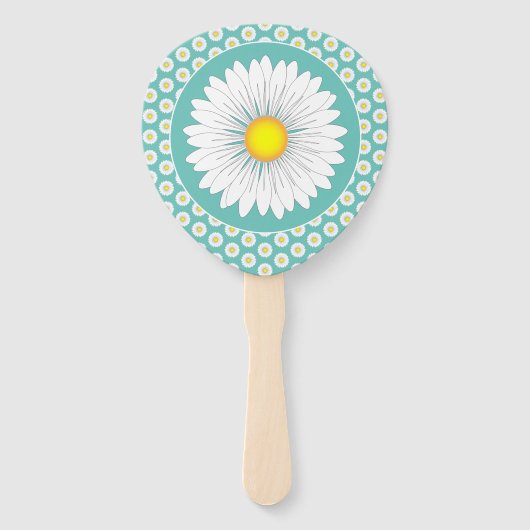 Blauwgroen  kleine Daisy Custom Paddle gevormd Handwaaier (Achterkant)