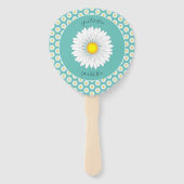 Blauwgroen  kleine Daisy Custom Paddle gevormd Handwaaier (Voorkant)
