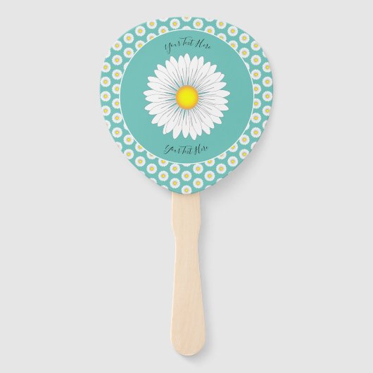 Blauwgroen  kleine Daisy Custom Paddle gevormd Handwaaier (Voorkant)