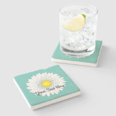 Blauwgroen  Kleine Daisy Limestone Stenen Onderzetter (Zijkant)