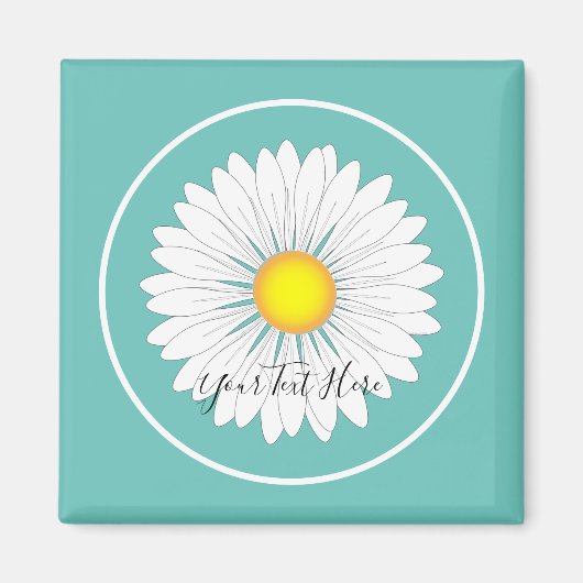 Blauwgroen  kleine Daisy Magneet (Voorkant)