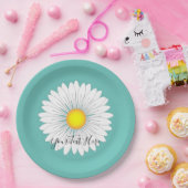 Blauwgroen kleine Daisy Papieren Bordje (Feest)