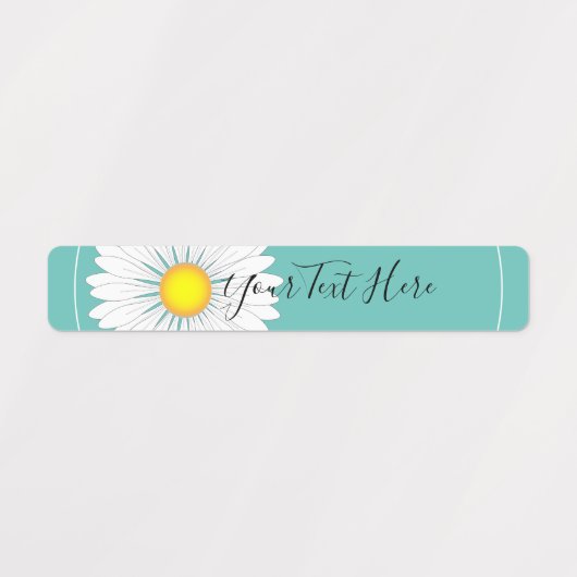 Blauwgroen  kleine Daisy Rechthoek Labels (Design 1)