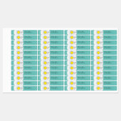 Blauwgroen  kleine Daisy Rechthoek Labels (Vel)