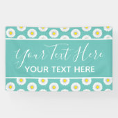 Blauwgroen  kleine Daisy Spandoek (Horizontaal)