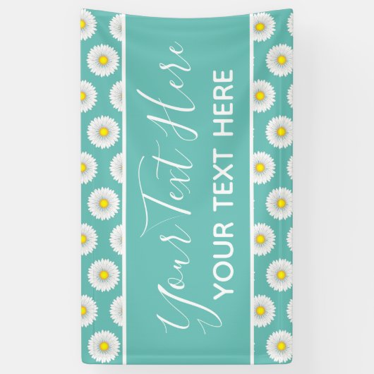 Blauwgroen  kleine Daisy Spandoek (Verticaal)