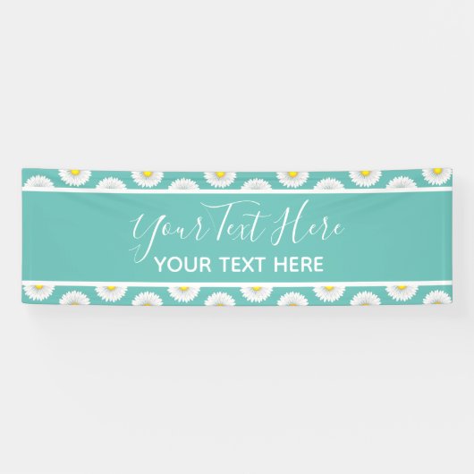 Blauwgroen  kleine Daisy Spandoek (Horizontaal)