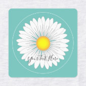 Blauwgroen kleine Daisy Square Labels (Design 2)
