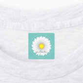 Blauwgroen kleine Daisy Square Labels (Aangebracht)