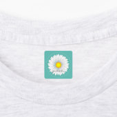 Blauwgroen  kleine Daisy Square Labels (Aangebracht)